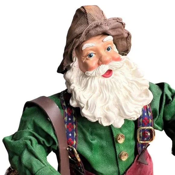 Fabric Mache Christmas Santa Claus Vacation 11" Figurine Holiday Cabincore Fish - Picture 8 of 14